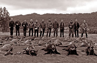 groupe d'amis de chasse en monteria à Val Feitoso